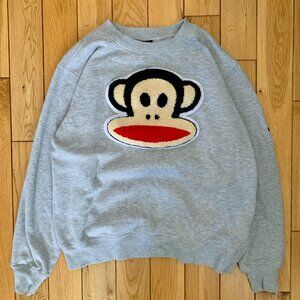 Paul Frank Sweatshirt Juniors Medium Monkey Face Sweater Spellout Gray